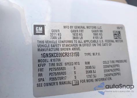 2012 Chevrolet Tahoe Ltz from USA, damaged, VIN 1GNSKCE09CR313150